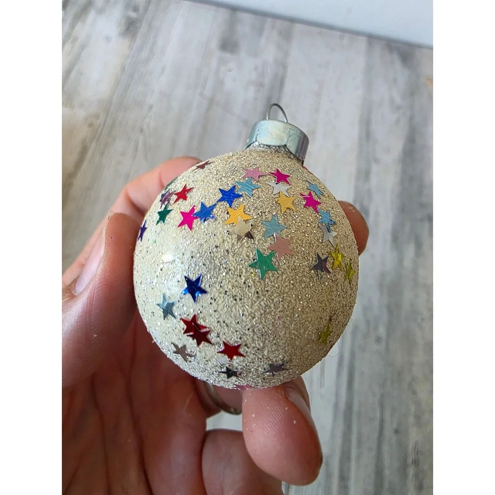 Vintage franke star ball confetti Mica ornament Xmas tree